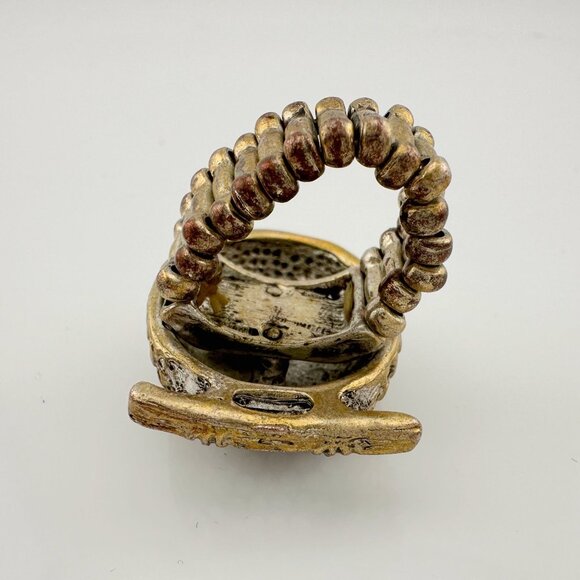 Vintage Costume Jewelry  Owl, Dolphin and Turtle Rhinestone Animal Rings - Picture 6 of 16